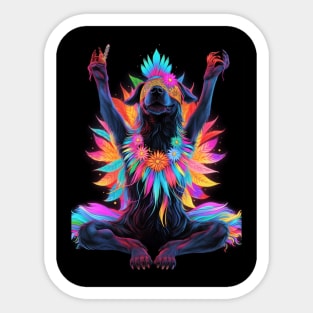 Psychedelic Trippy Hippy Dog Flower Child  - Positive Vibes Sticker